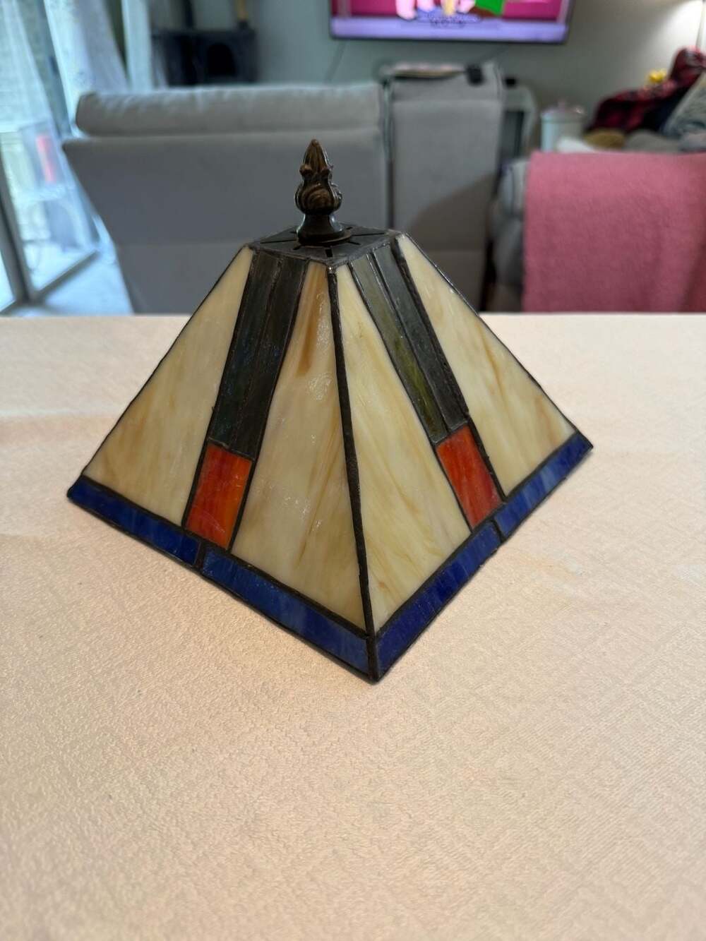 Arts and Crafts Mission Style Pyramid Stained Glass Lamp Shade